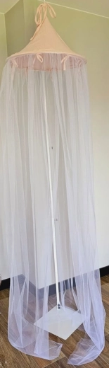 EKO baldachimas virš vaikiškos lovytės iš muslino ir tiulio Powder Rose 250 × 300 cm