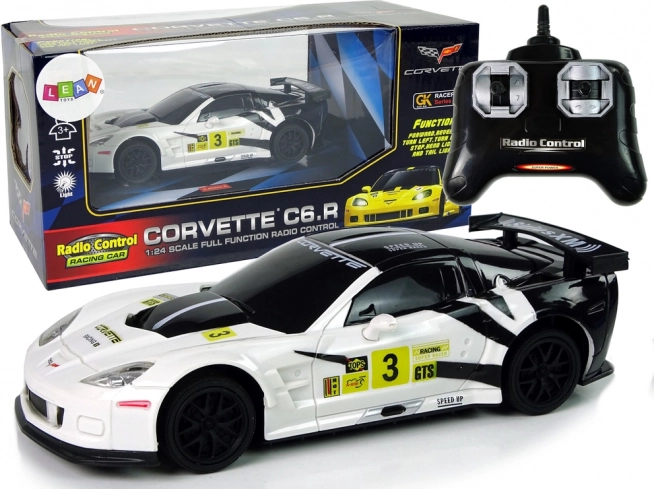 Sportinis nuotoliniu būdu valdomas automobilis R/C 1:24 Corvette C6.R baltas su šviesomis