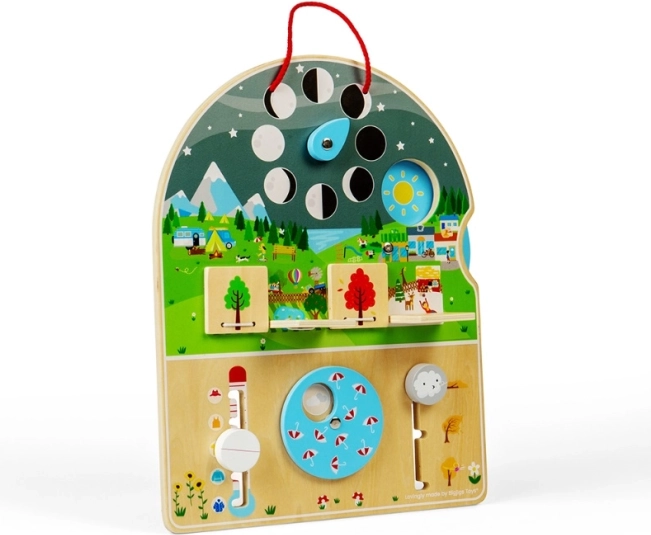 Bigjigs Toys medinė motorinių įgūdžių lenta „Orai“