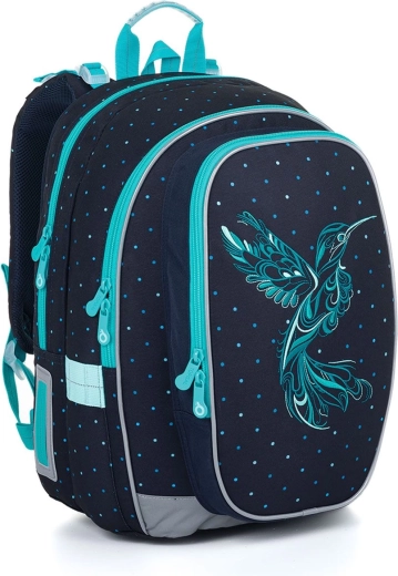 Topgal Mira school backpack with hummingbird embroidery