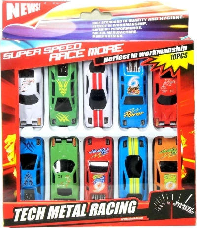 Set of 10 colorful sports cars