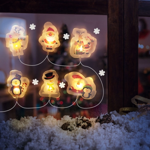 Christmas LED Light Chain with Gel Window Stickers