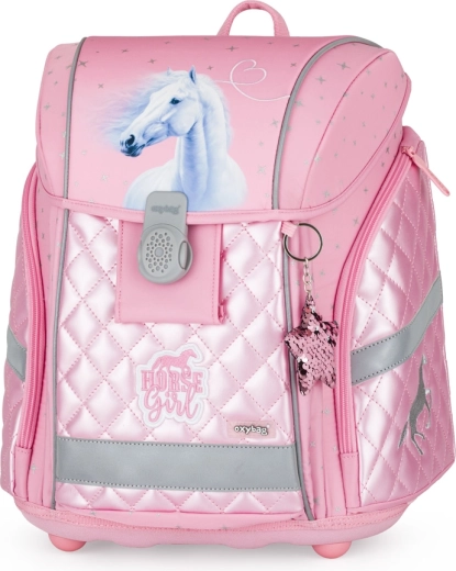 Mokyklinė kuprinė Premium Light Horse Girl – ergonomiška, lengva ir su atšvaitais