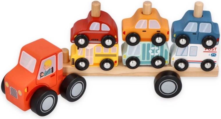 Adam Toys didelė vilkimo mašina su automobiliukais