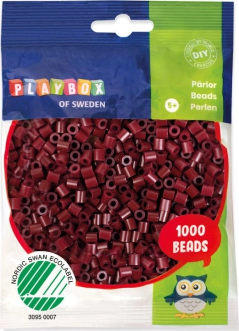 Playbox užlydomi karoliukai tamsiai raudoni 1000 vnt.