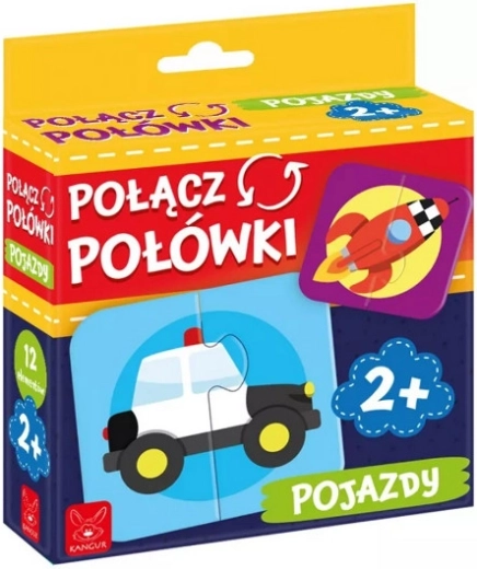 Sujunk puses – transporto priemonės (vaikiškos dėlionės)