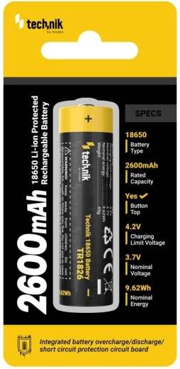 Įkraunama baterija 18650 2600 mAh 3,7 V su apsauga
