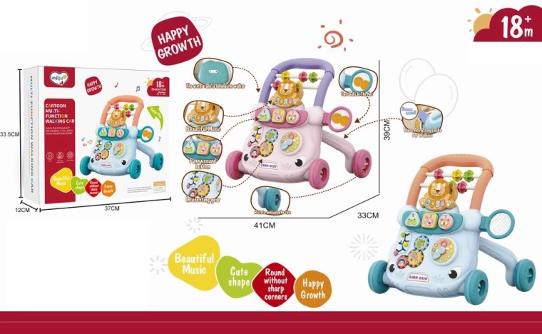 Stumdomas liūtas vaikštynė su muzika, rožinė