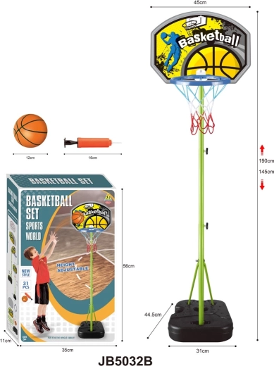 Children's basketball hoop with stand and adjustable height with accessories