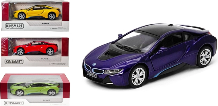 BMW i8 metalinis modelis 1:36 su pull-back pavara