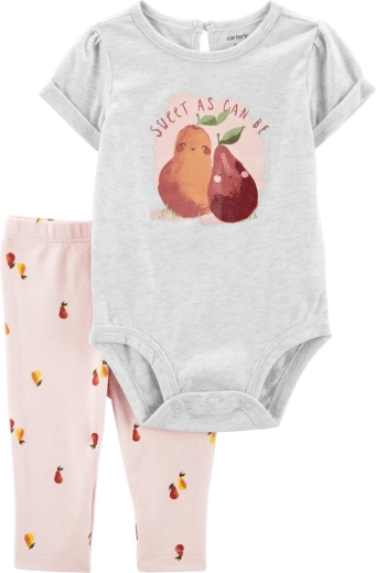 CARTER'S dviejų dalių rinkinys: trumpų rankovių smėlinukas ir tamprės Grey Pears mergaitei – 9m
