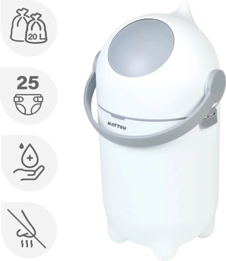 Nattou sauskelnių konteineris Dropy baltas 20 l