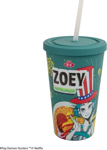 K-pop Demon Hunters puodelis su šiaudeliu Zoey Hamburger – 1 vnt.