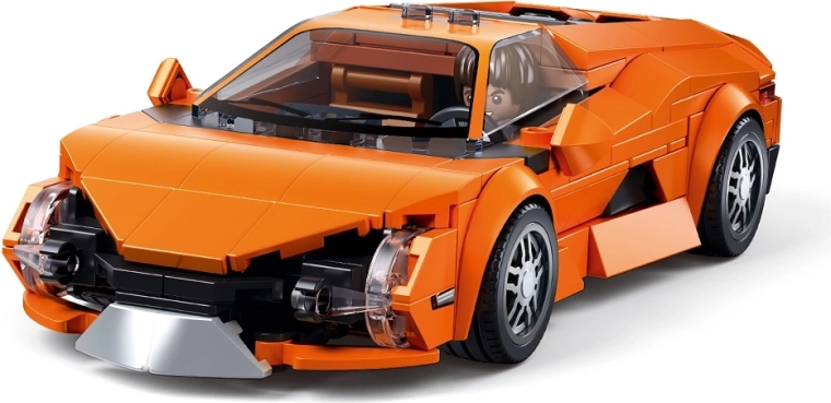 Sluban ModelBricks orange sports car in 1:32 scale