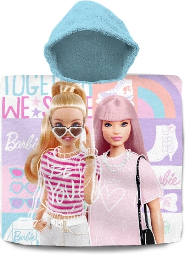Vaikiškas maudymosi pončas su gobtuvu BARBIE iš medvilnės