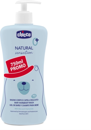 Chicco Natural Sensation 2-in-1 body and hair shower gel with aloe vera and chamomile 750 ml