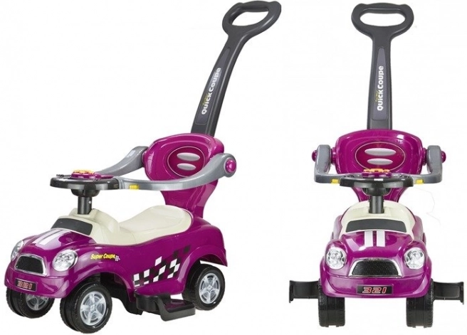 Ride-on car with guiding rod coupe purple