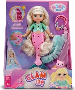 BABY born Glam Up Mermaid Sparkle with Color‑Changing Hair