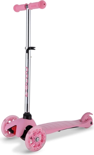 Rožinė triratė paspirtukė su LED ratukais