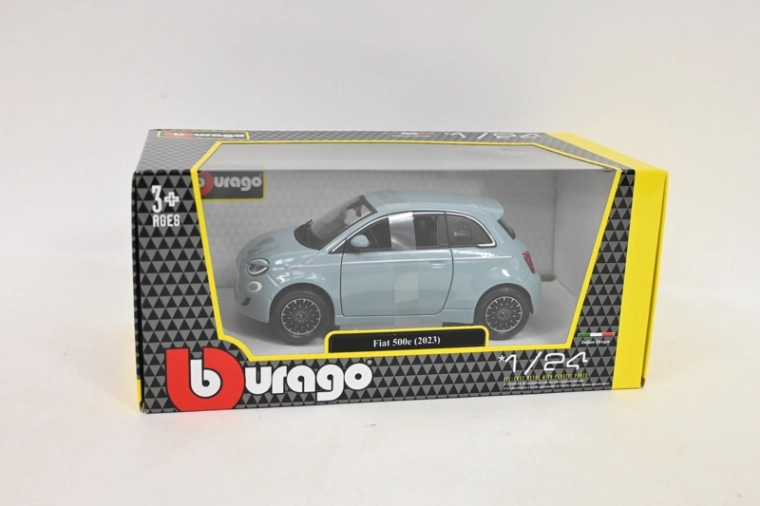 Bburago Fiat 500e 2023 in 1:24 Scale in Metallic Blue