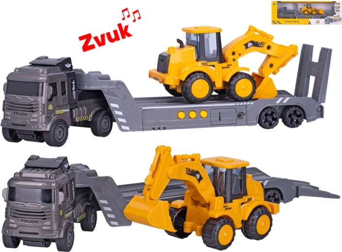 Statybinių mašinų žaidimų rinkinys su sunkvežimiu ir ekskavatoriumi, inercinis mechanizmas ir garsai