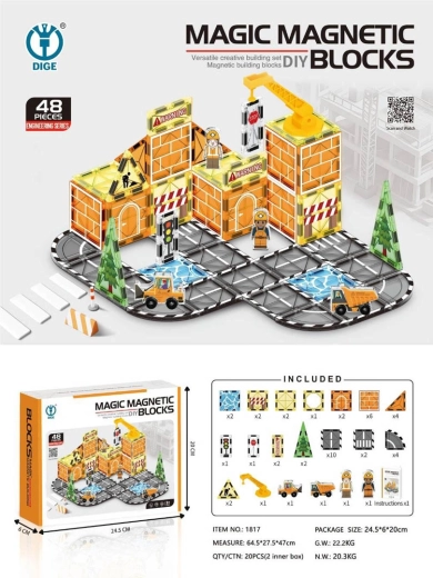 Magnetinis konstruktorius „Statybų aikštelė“, 48 dalys
