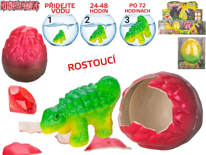 Dinoworld išsir itantis ir augantis dinozauras su brangakmeniu