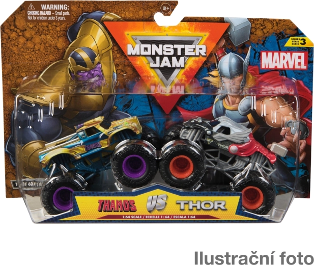 Monster Jam Marvel 1:64 – 2 metalinių monster truck'ų rinkinys