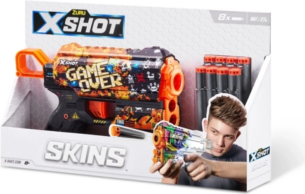 X-Shot Skins Flux – putplastinė šautuvo „Game Over“ versija (8 strėlyčių)
