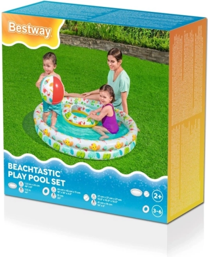 Pripučiamas vaikų baseinas 3 viename su ratu ir kamuoliu BESTWAY 122 cm