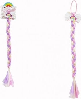 Plaukų gumytė su kaspinu ir spalvota kasa su blizgučiais