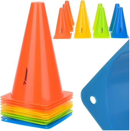 Treniruočių kūgeliai 10 vnt. TRIZAND 23 cm – spalvoti sporto žymekliai