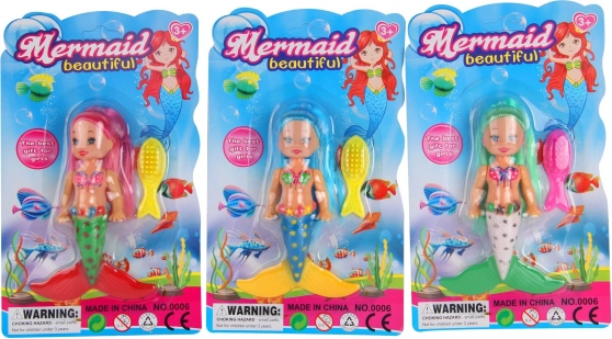 Undinėlė su ilgais plaukais ir blizgančia suknele