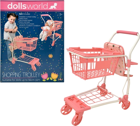 Dolls World shopping trolley with doll seat