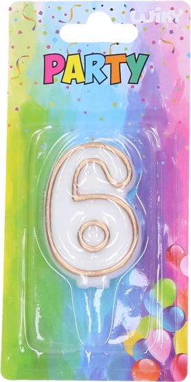 Vakarėlio žvakutė skaičius 6 auksinė