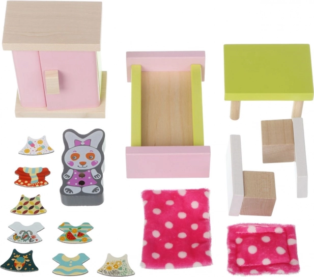 Mediniai vaikų lėlių baldai Kambarys