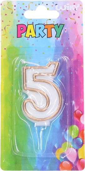 Vakarėlių žvakutė skaičius 5 auksinė