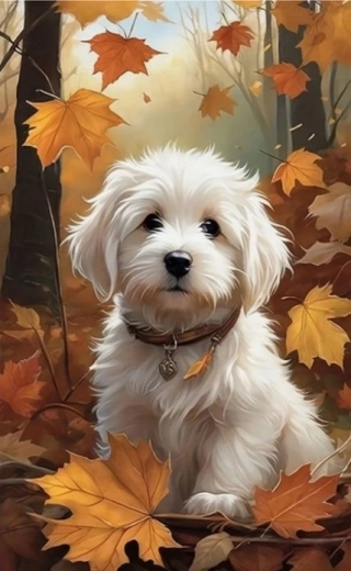 Norimpex Paint by Numbers Maltese Dog in Autumn 40 × 50 cm