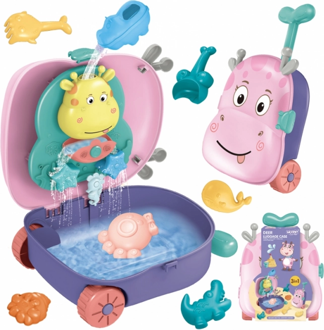 Woopie 3 viename lagaminėlis su smėlio rinkiniu ir vandens stalu – Pejsek