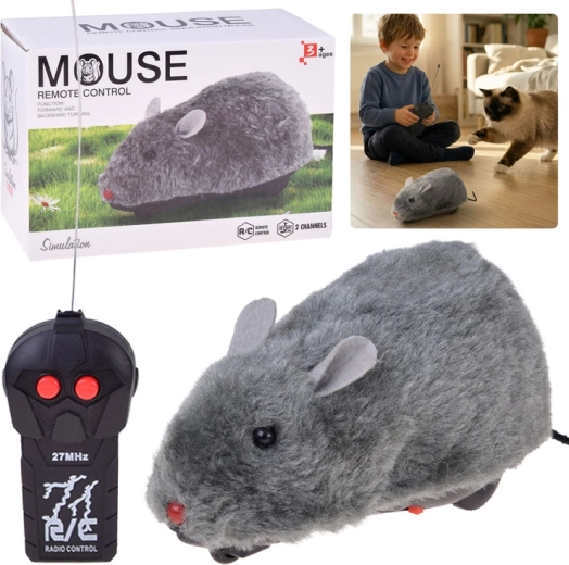 Remote-Controlled Plush Mouse RC Grey 27 MHz