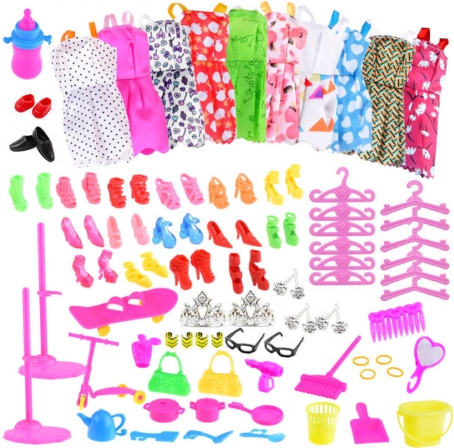 Rinkinys suknelės, batai ir aksesuarai 30 cm lėlėms