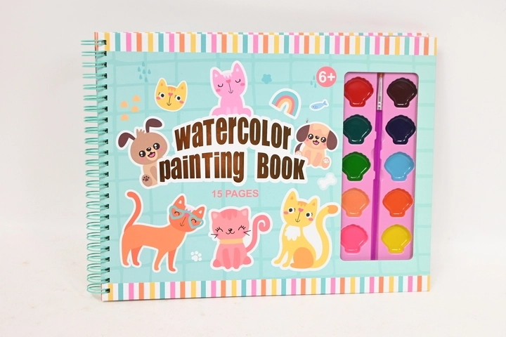 Stnux coloring book with watercolor paints – 10 colors