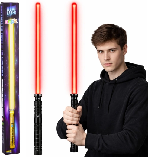 Šviesos LED kardas su metaline rankena, 75 cm, su garsu