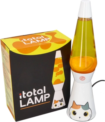 Decorative lava lamp, white cat
