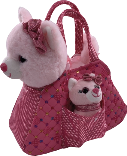 Plush bag with a cat and kitten