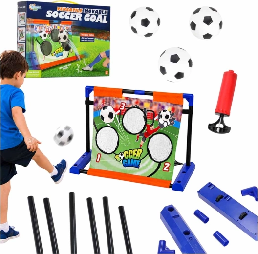 Moving football goal with scoring target