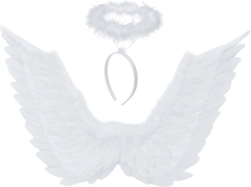 Ruhhy angel wings with halo, white 46 × 48 cm - 1 piece