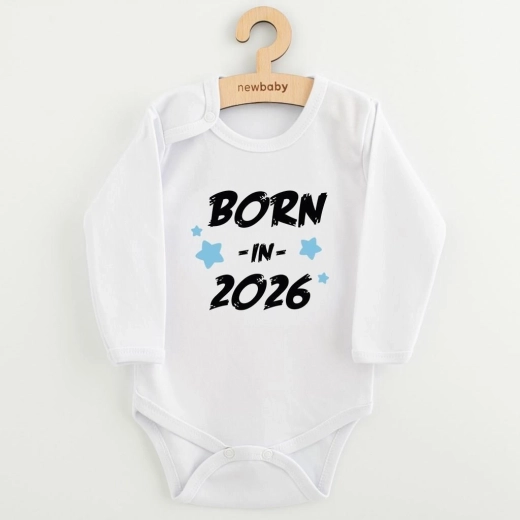 New Baby BORN IN 2026 Long-Sleeved Baby Bodysuit, Blue, Size 68