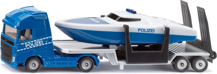 Siku Super Volvo tractor unit with trailer and police boat (1:87)