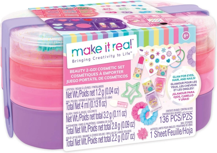 Make It Real Beauty 2-Go! vaikiškas kelioninis kosmetikos rinkinys